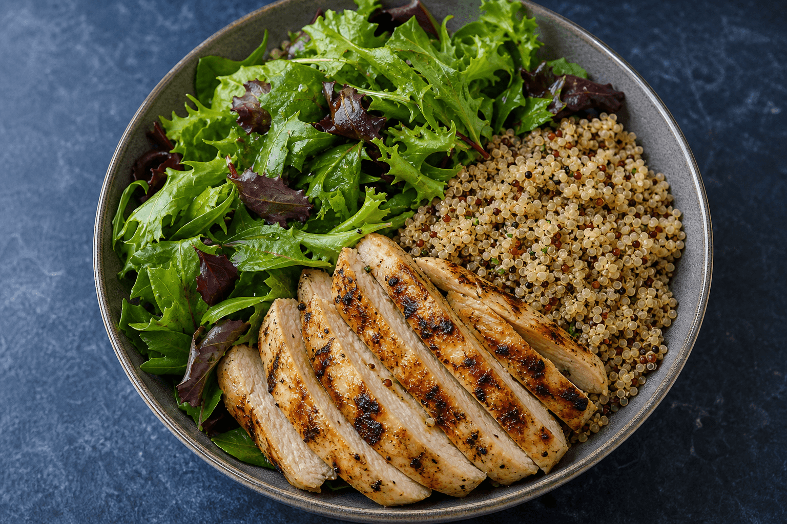 Grilled Chicken Quinoa Bowl, prepared and ready to serve