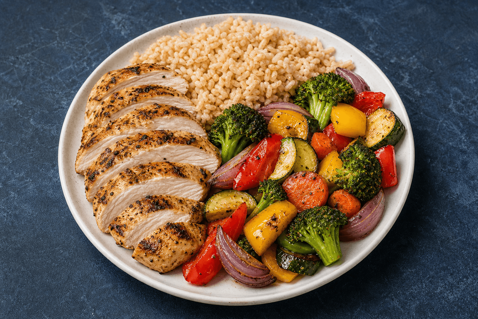 Chicken Vegetable Plate, prepared and ready to serve