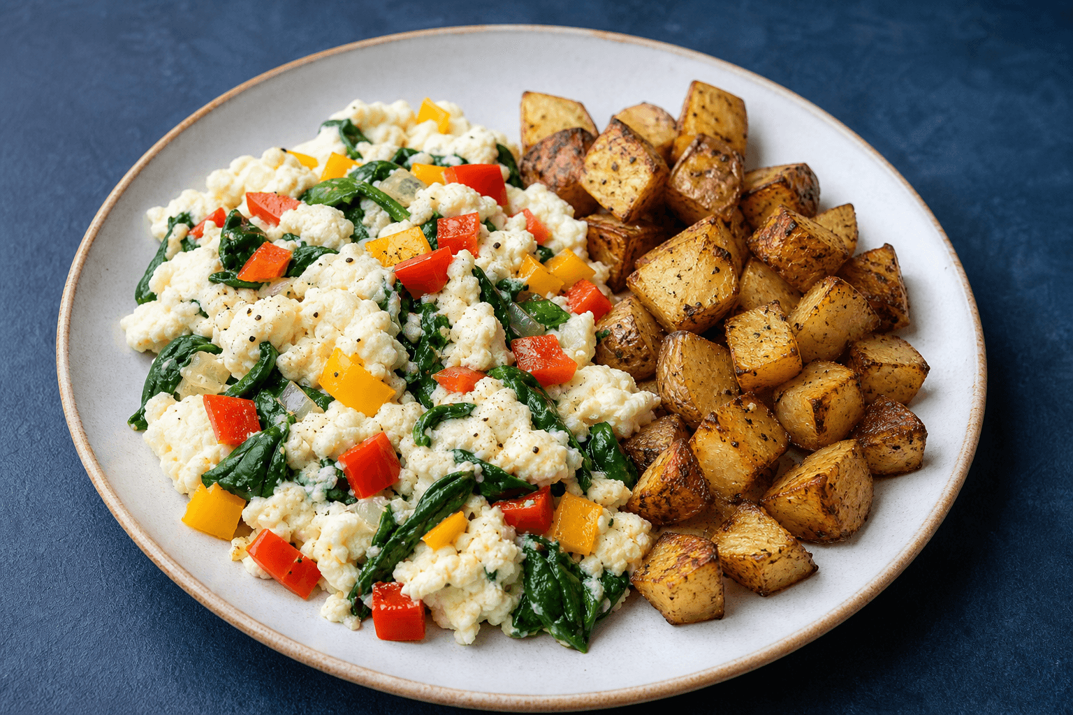Egg White Veggie Scramble, prepared and ready to serve