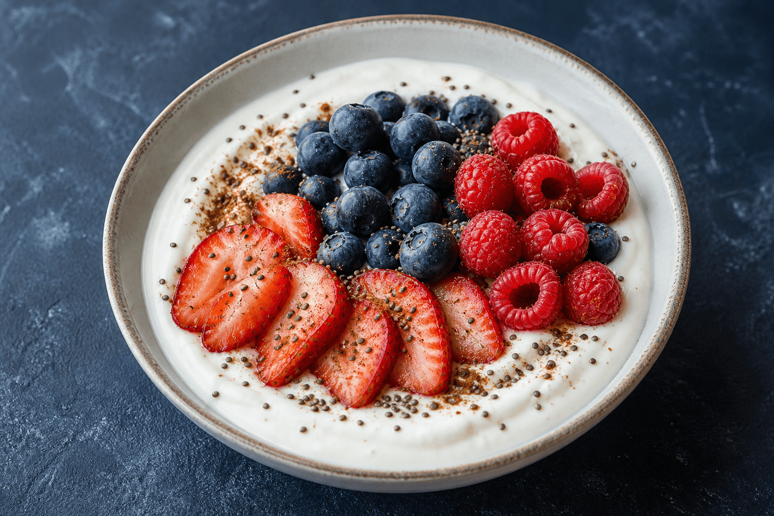Greek Yogurt Berry Protein Bowl, prepared and ready to serve