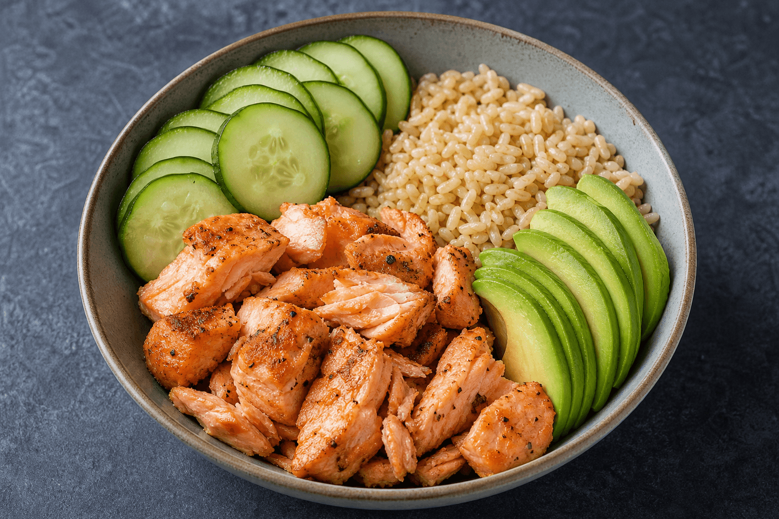 Salmon Rice Bowl, prepared and ready to serve