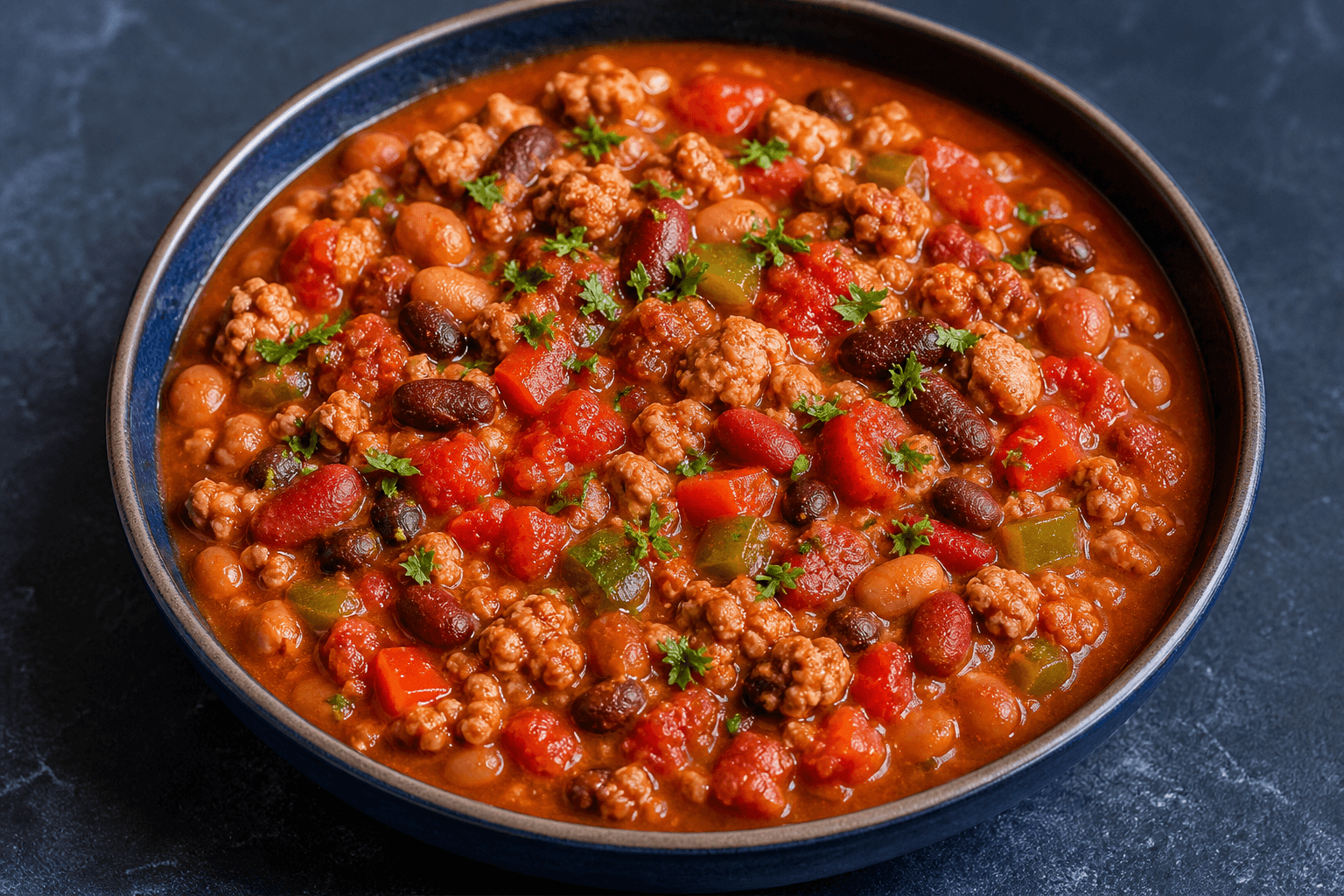 Turkey Bean Chili, prepared and ready to serve
