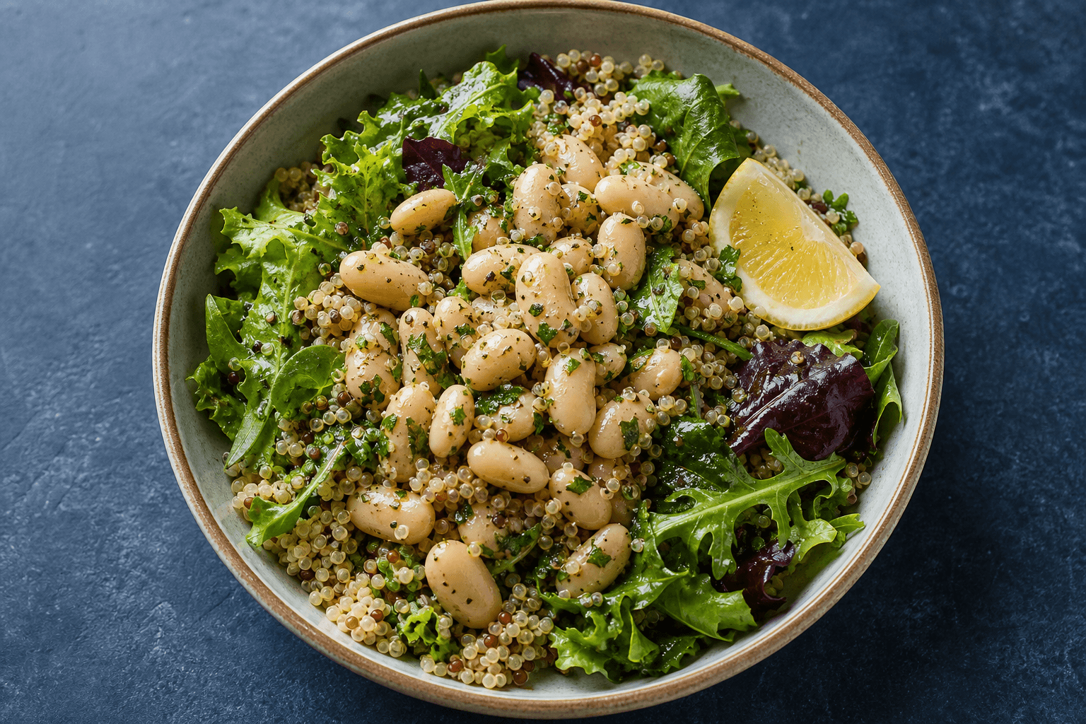 White Bean Quinoa Bowl, prepared and ready to serve